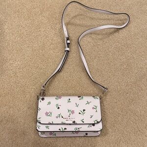kate spade White Floral Crossbody Bag with Pink & Green Accents